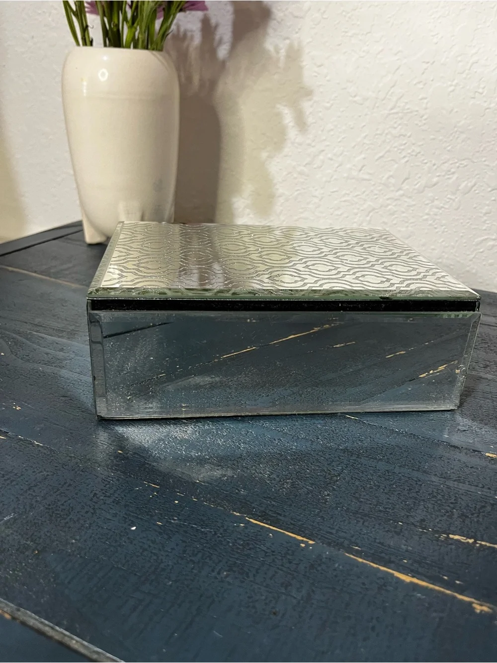 Mirrored Decorative Jewelry Box - Silver
